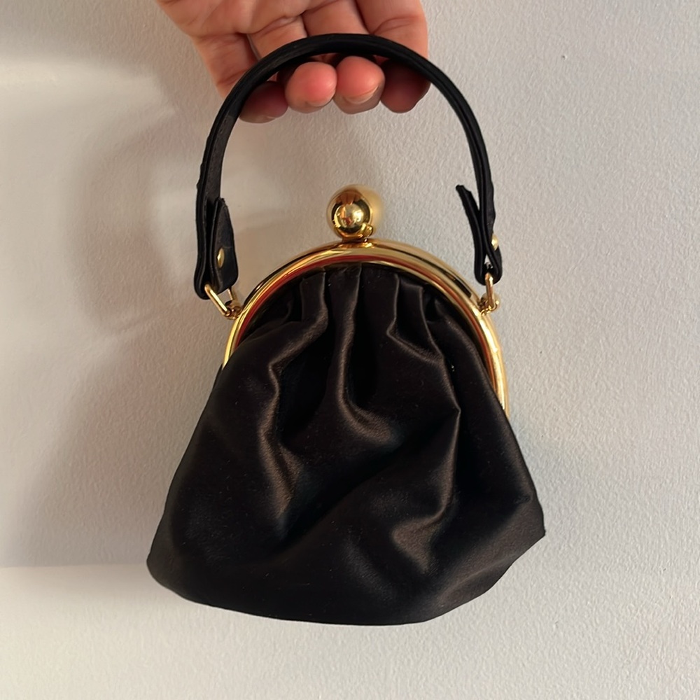 LULU GUINNESS mini black satin purse - Picture 8 of 9